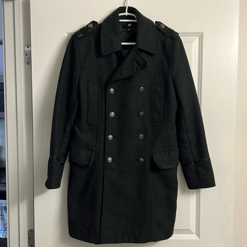 H&M double breasted military style trench coat jacket